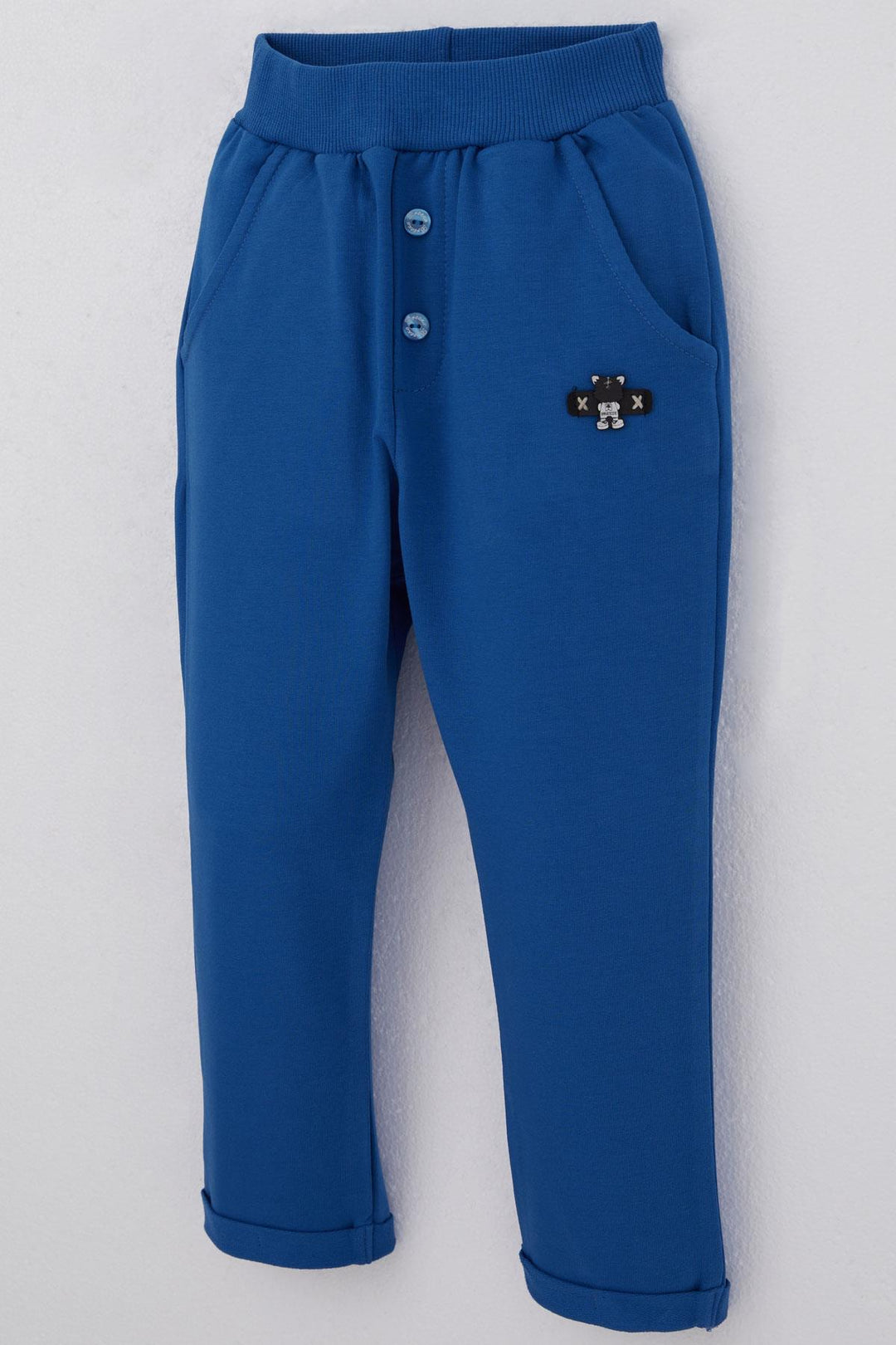 BRE Breeze Baby Boy Sweatpants with Bear Embroidery Button Detail 9 Months-3 Years, Sky Blue - Colmenar Viejo