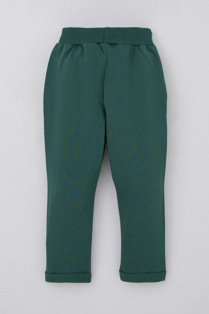 BRE Breeze Baby Boy Sweatpants with Teddy Bear Embroidery Button Accessory 9 Months-3 Years, Emerald Green - Saginaw