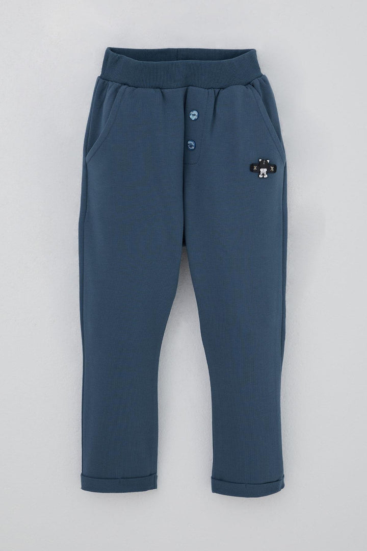 BRE Breeze Baby Boy Sweatpants with Bear Embroidery Button Accents 9 Months-3 Years, Indigo - Viana do Castelo