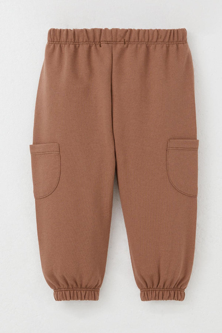BRE Breeze Baby Boy Sweatpants with Cargo Pockets and Drawstring Accessory, 6 Months-2 Years, Brown - Segovia