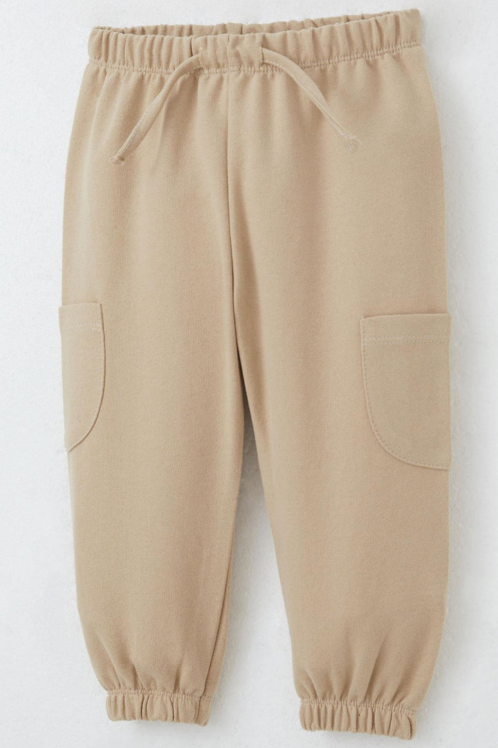 BRE Breeze Baby Boy Sweatpants Cargo Pocket Drawstring Accessorized 6 Months-2 Years, Cream - Richmond