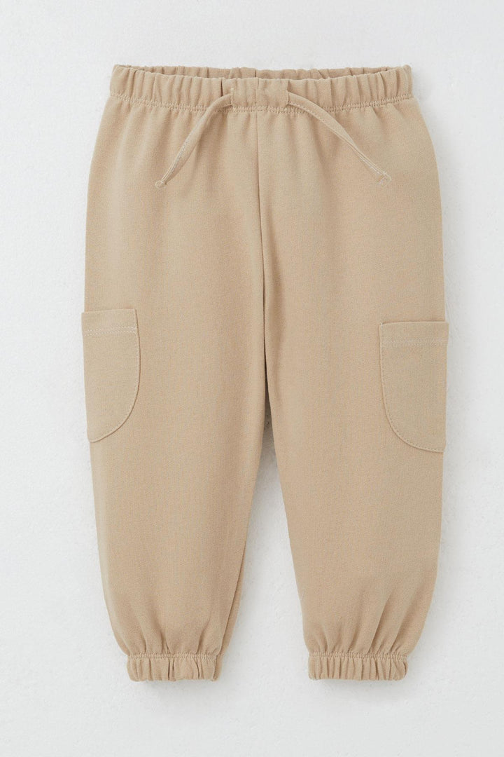 BRE Breeze Baby Boy Sweatpants Cargo Pocket Drawstring Accessorized 6 Months-2 Years, Cream - Richmond