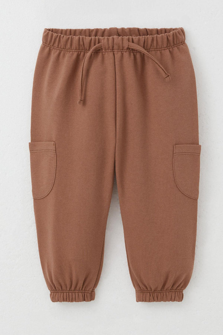 BRE Breeze Baby Boy Sweatpants with Cargo Pockets and Drawstring Accessory, 6 Months-2 Years, Brown - Segovia