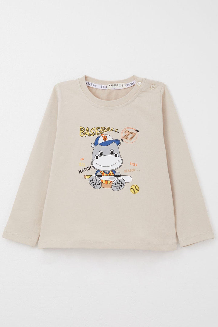 BRE Breeze Baby Boy Tracksuit Baseball Player Cute Animal Printed 9 Months-3 Years, Beige - Montgomery Village