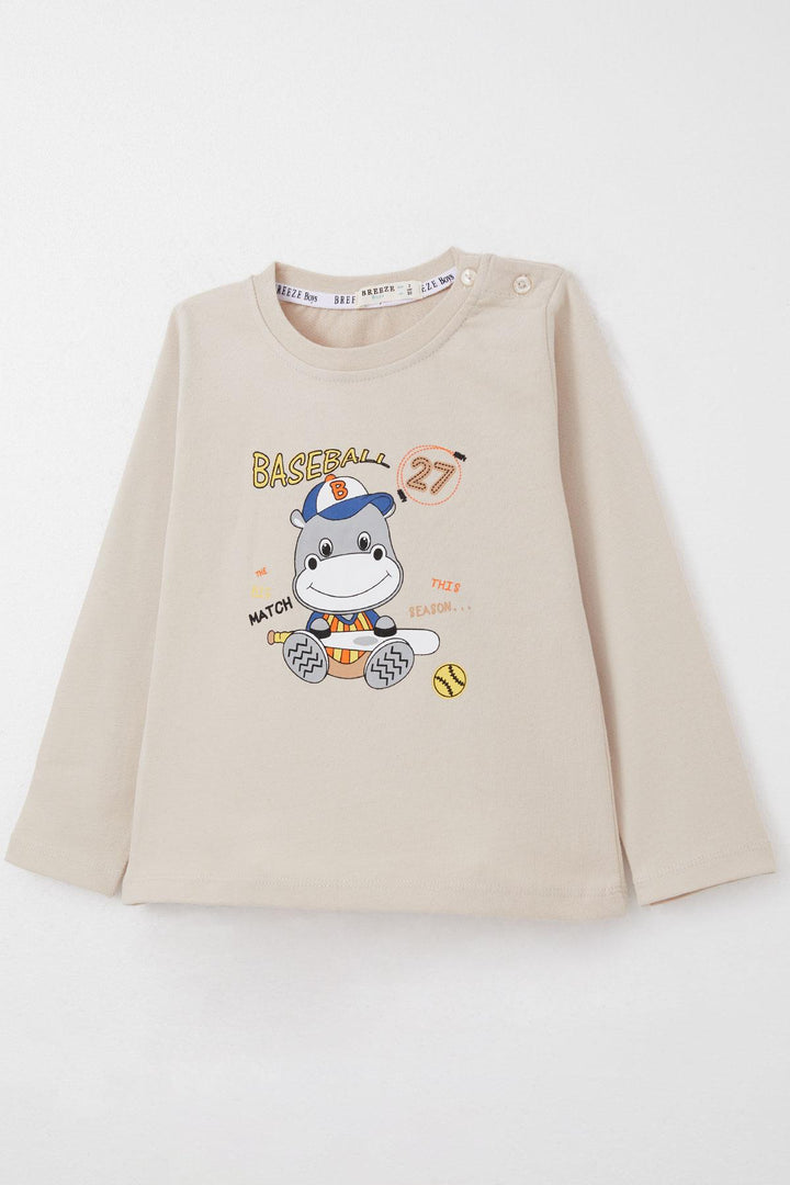 BRE Breeze Baby Boy Tracksuit Baseball Player Cute Animal Printed 9 Months-3 Years, Beige - Montgomery Village