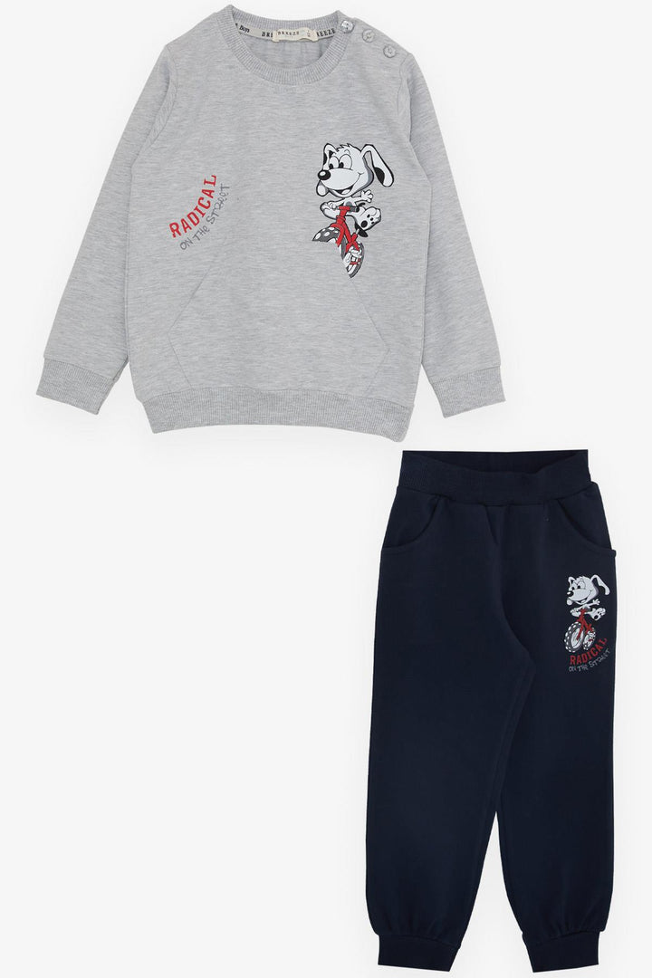 بدلة رياضية BRE Breeze Baby Boy مع دراجة Happy Dog Print 9 أشهر - 3 سنوات، مزيج رمادي فاتح - كراسنودون