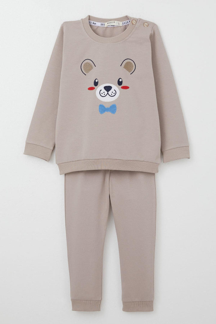 BRE Breeze Baby Boy Tracksuit with Happy Puppy Embroidery 9 Months-3 Years, Mink - Atotonilco el Alto