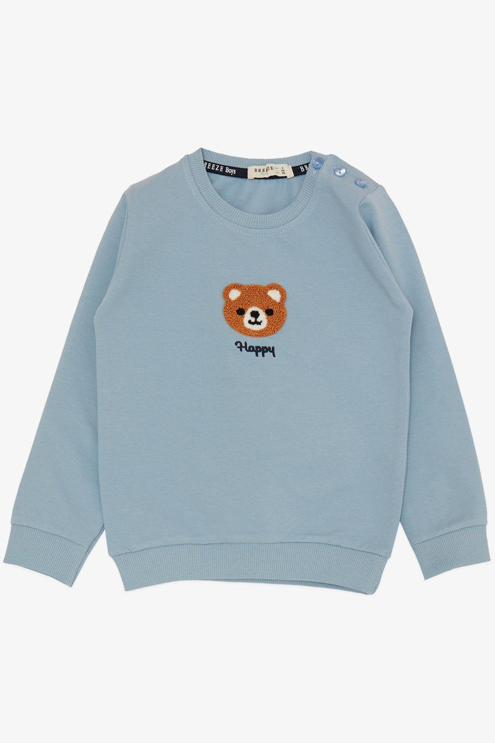 بدلة رياضية BRE Breeze للبنات والأولاد بيبي بوي مطرزة Happy Bear من 9 أشهر إلى 3 سنوات، أزرق - Khartsyzk
