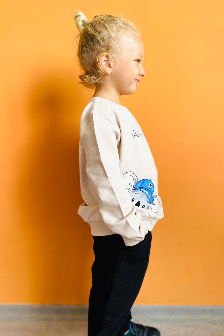BRE Breeze Boys' Sweat Suit Cute Skateboarder Koala Printed 2-6 Years, Beige - Kornwestheim