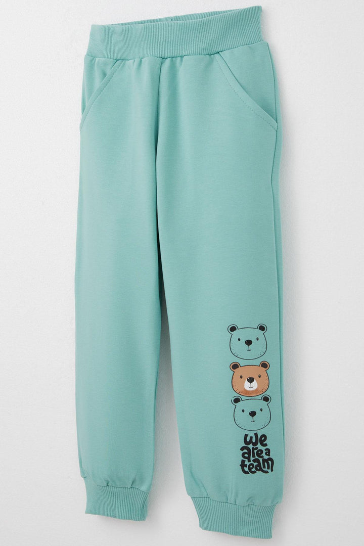 BRE Datagridviewtextboxcolumn { Name = Brand, Index = 5 } Baby Boy Tracksuit Cute Bear Patterned Kangaroo Pocketed 9 Months-3 Years, Water Green - Wagga Wagga