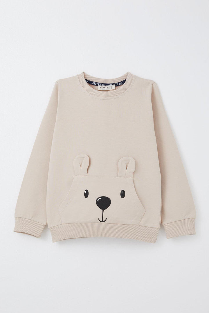 BRE Breeze Baby Boy Tracksuit Cute Bear Patterned Kangaroo Pocketed 9 Months-3 Years, Beige - Ciudad de Ceuta
