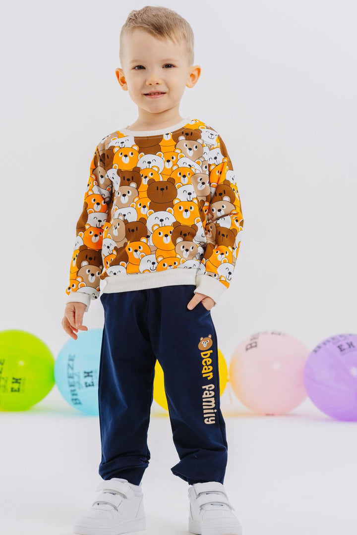 بدلة رياضية BRE Breeze Baby Boy منقوشة بدب لطيف من 9 أشهر إلى 3 سنوات، ألوان مختلطة - García