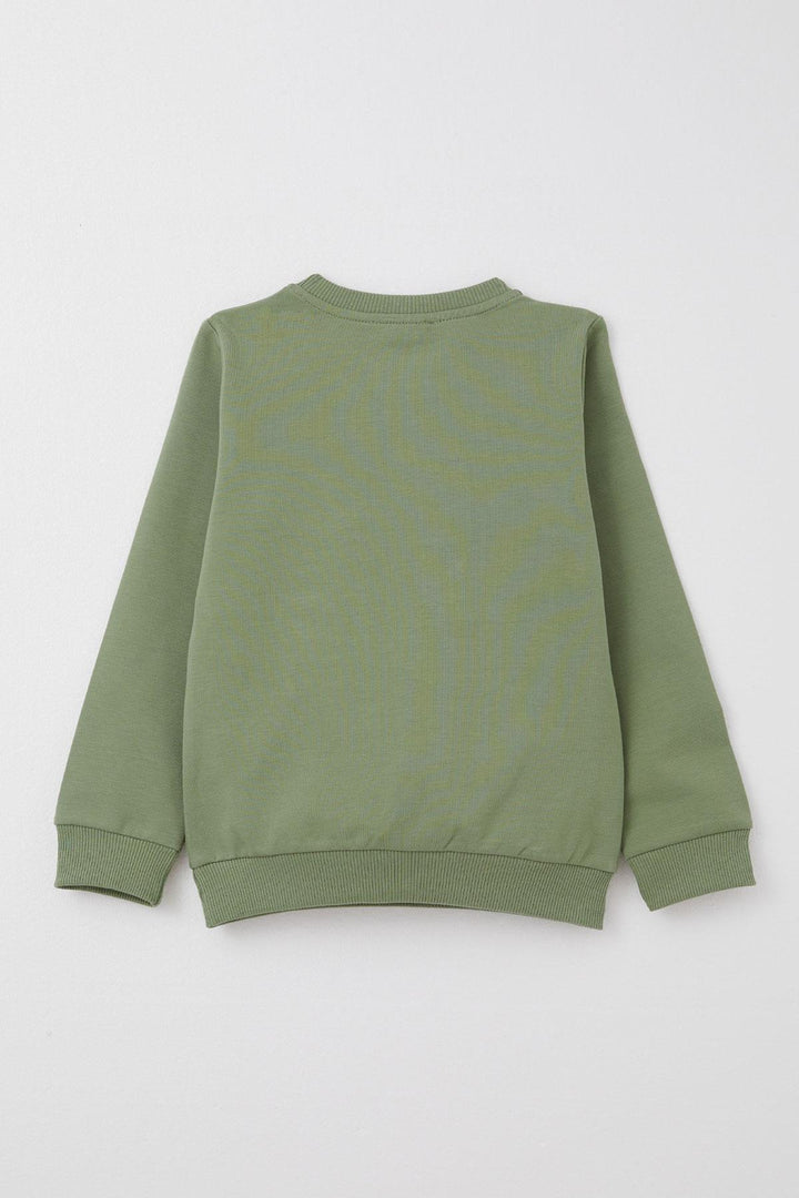 BRE Breeze Baby Boy Tracksuit Cute Bear Patterned Kangaroo Pocket 9 Months-3 Years, Khaki Green - Durango