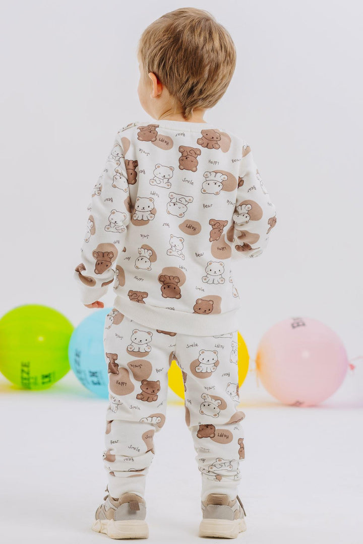 بدلة رياضية BRE Breeze Baby Boy منقوشة بشكل دب طفل لطيف من 6 أشهر إلى سنتين، إكرو - لانكستر