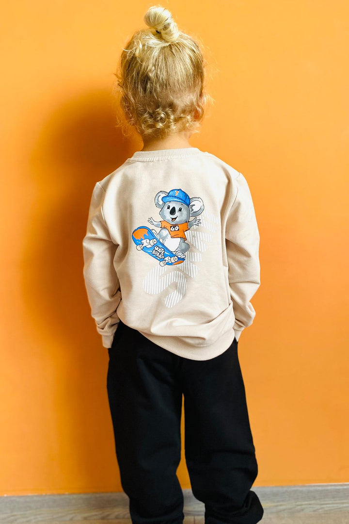 BRE Breeze Boys' Sweat Suit Cute Skateboarder Koala Printed 2-6 Years, Beige - Kornwestheim