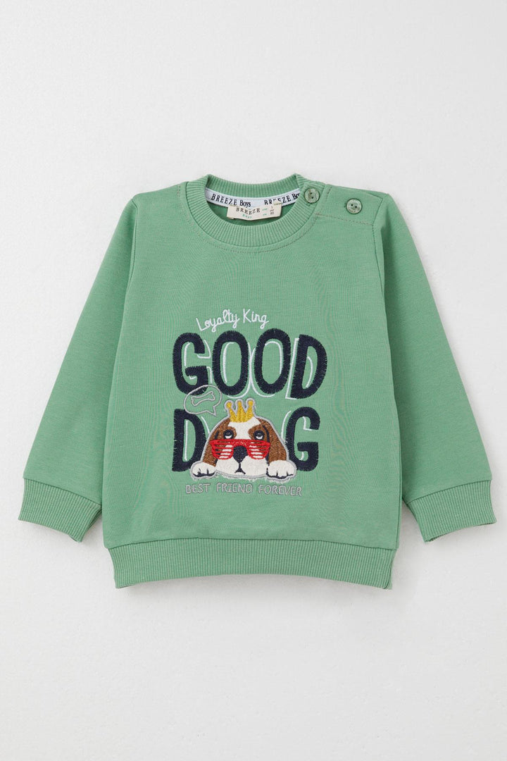 BRE Breeze Baby Boy Tracksuit Cute King Puppy Embroidered 6 Months-2 Years, Mint Green - Solingen