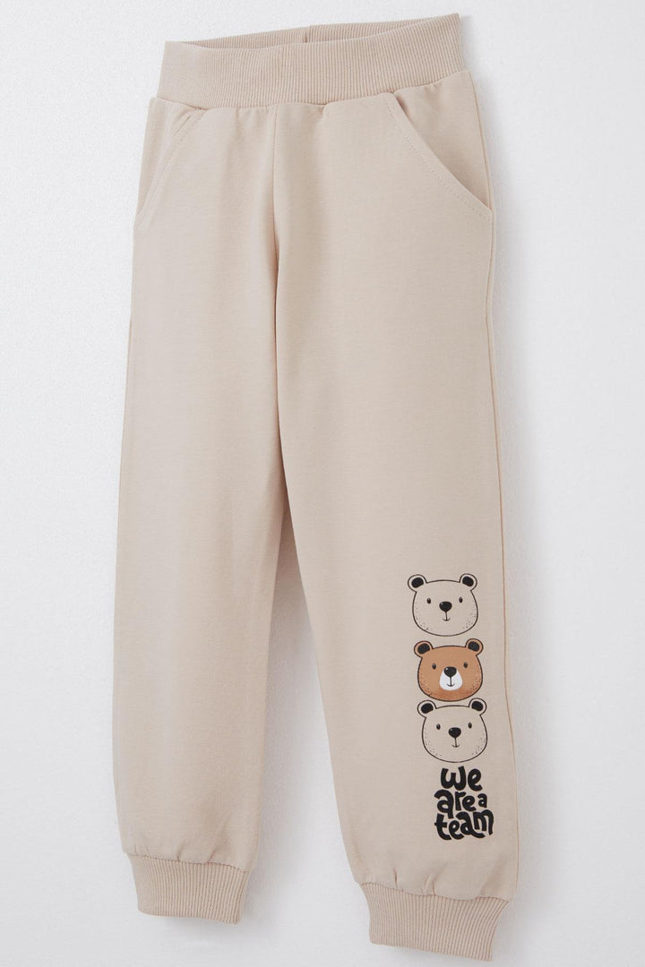 BRE Breeze Baby Boy Tracksuit Cute Bear Patterned Kangaroo Pocketed 9 Months-3 Years, Beige - Ciudad de Ceuta