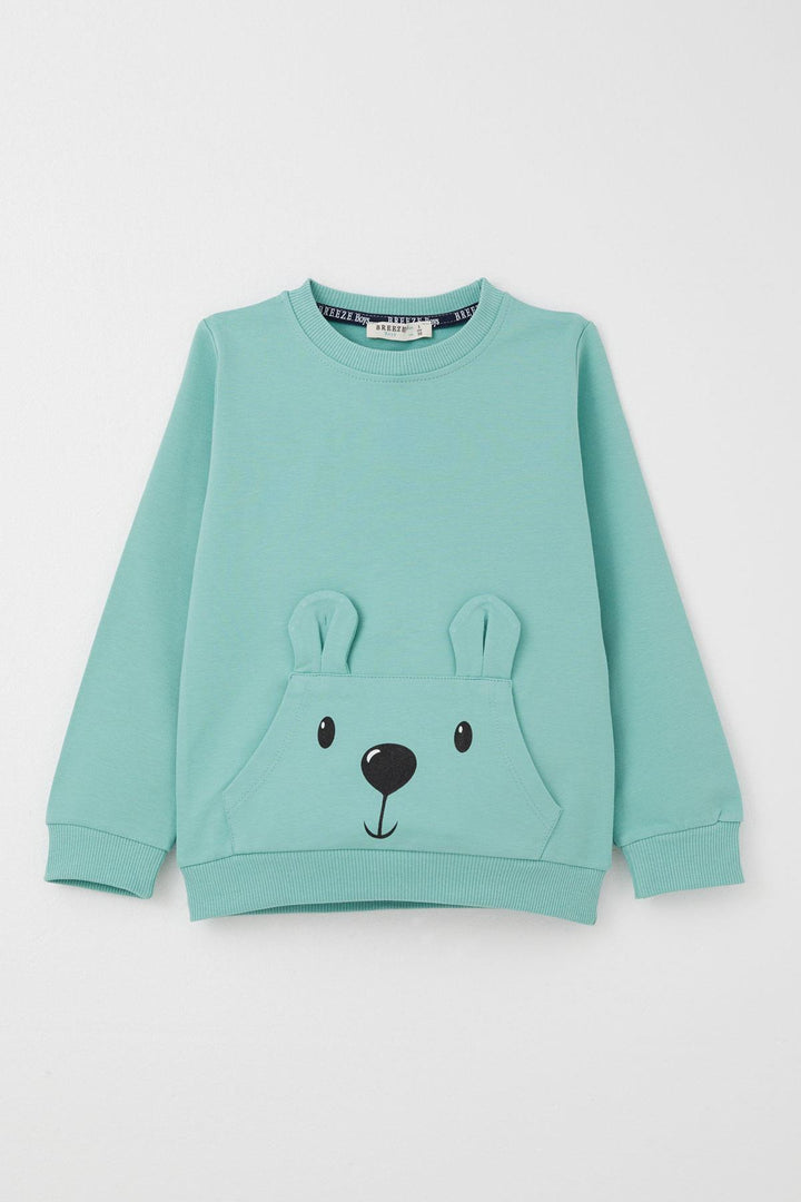BRE Datagridviewtextboxcolumn { Name = Brand, Index = 5 } Baby Boy Tracksuit Cute Bear Patterned Kangaroo Pocketed 9 Months-3 Years, Water Green - Wagga Wagga