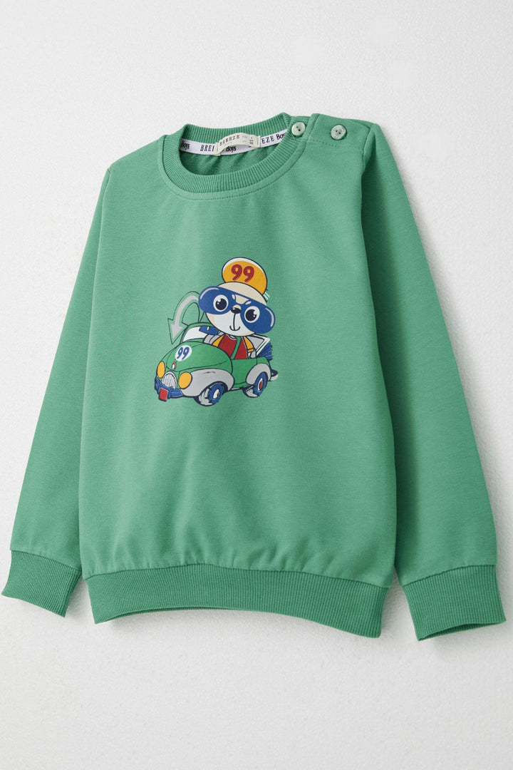 BRE Breeze Baby Boy Tracksuit Racer Bear Printed 9 Months-3 Years, Mint Green - Oakland Park