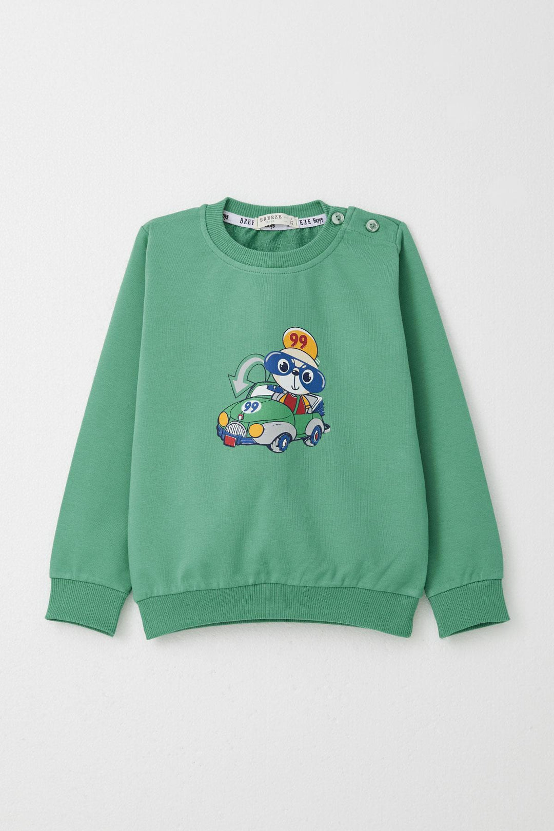 BRE Breeze Baby Boy Tracksuit Racer Bear Printed 9 Months-3 Years, Mint Green - Oakland Park
