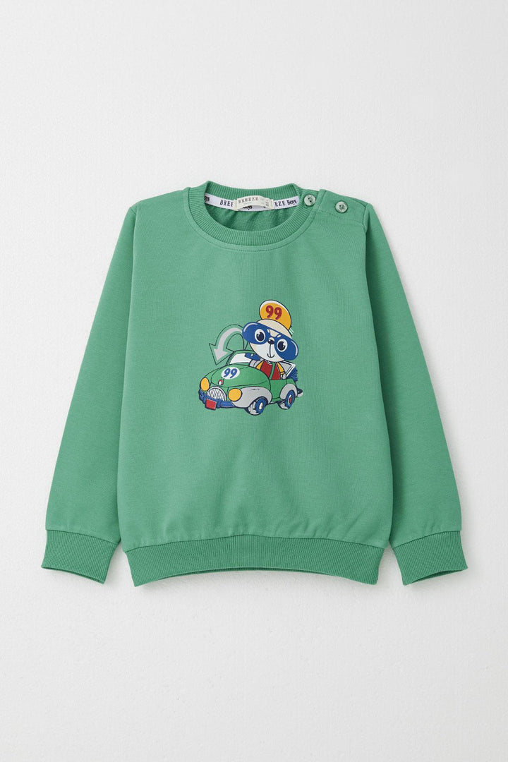 BRE Breeze Baby Boy Tracksuit Racer Bear Printed 9 Months-3 Years, Mint Green - Oakland Park
