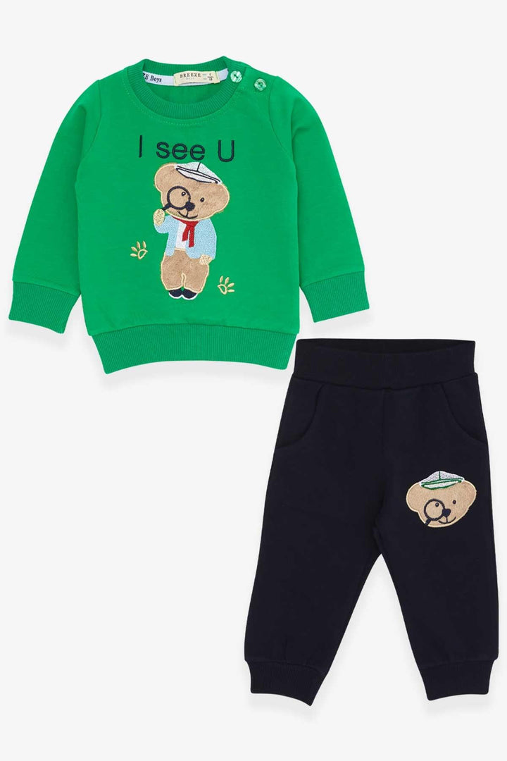 بدلة رياضية BRE Breeze Baby Boy Researcher Bear مطرزة لعمر 6 أشهر - سنتين، أخضر - أشبورن