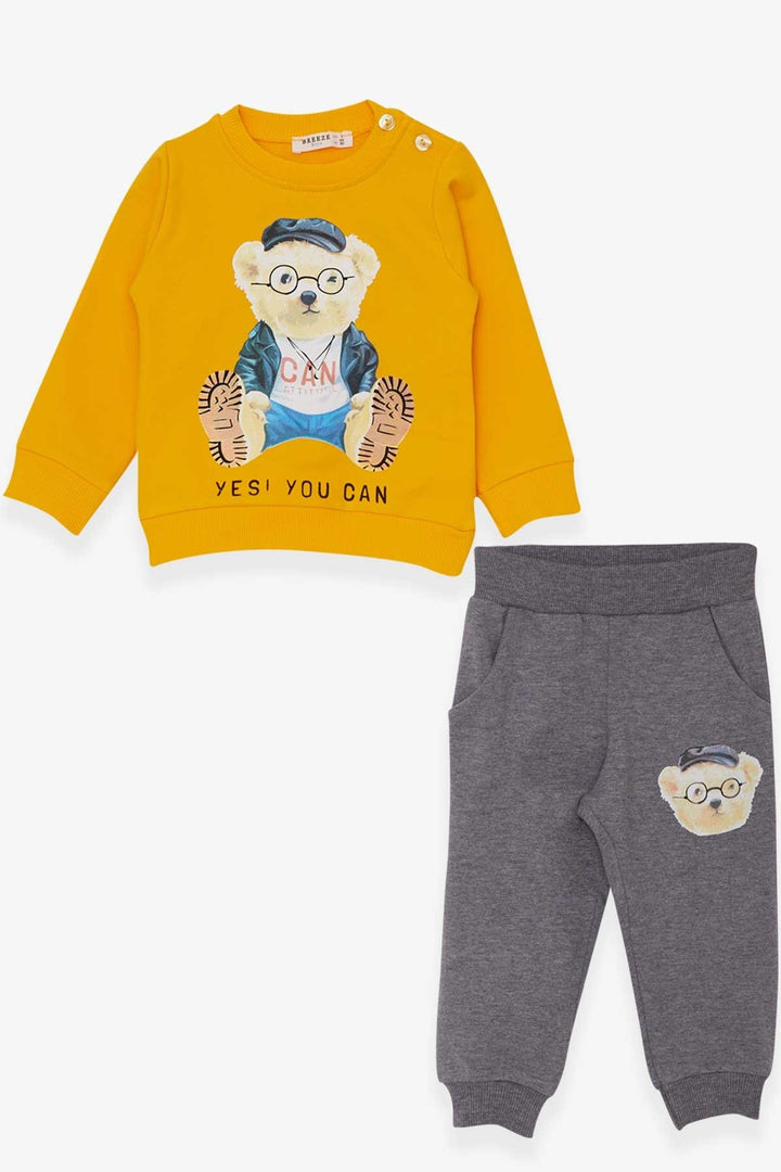 بدلة رياضية BRE Breeze Baby Boy مطبوعة على شكل دب من 9 أشهر إلى 3 سنوات، أصفر - مزرعة المرتفعات
