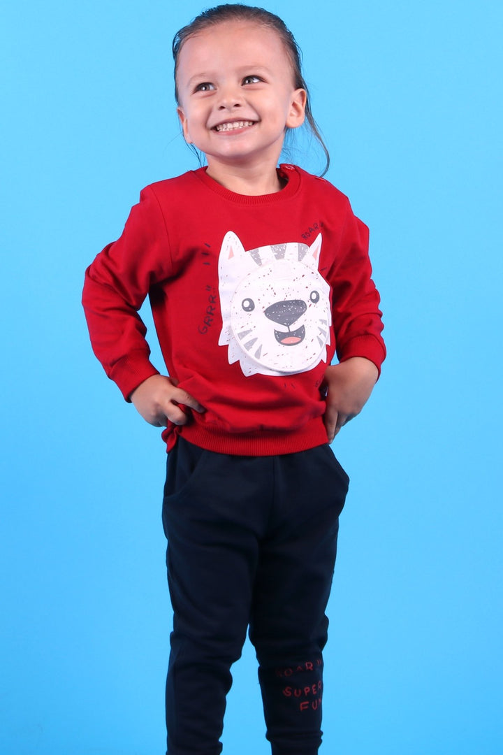 بدلة رياضية BRE Breeze Baby Boy مع شريط فيلكرو مطبوع 1-4 سنوات، أحمر - Macclesfield