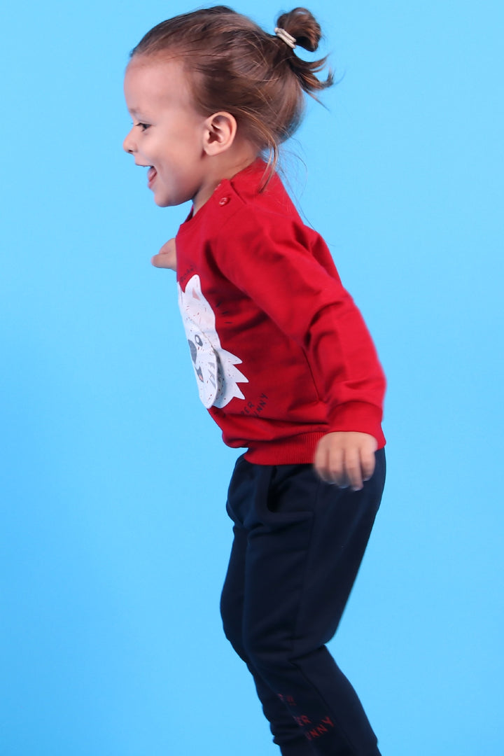 بدلة رياضية BRE Breeze Baby Boy مع شريط فيلكرو مطبوع 1-4 سنوات، أحمر - Macclesfield