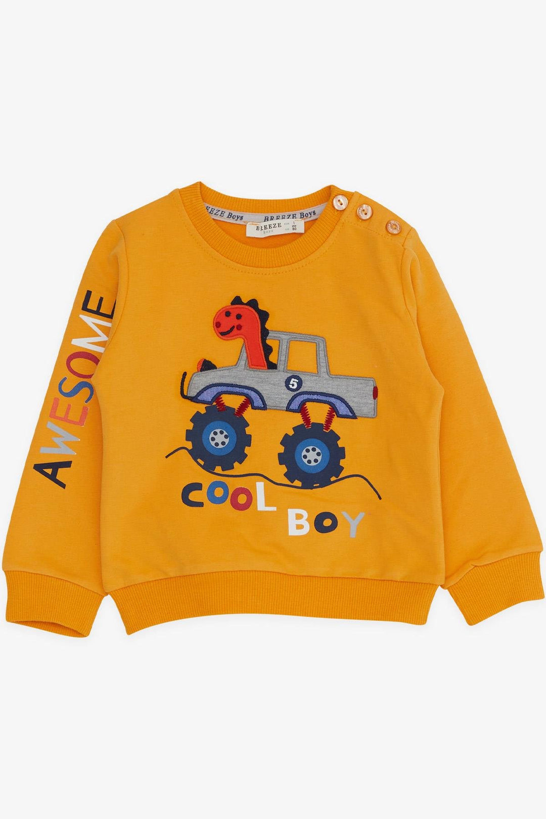 BRE Breeze Boys' Tracksuit with Dinosaur Embroidery, Mustard Yellow, 1-4 Years - Wheaton