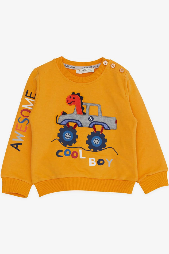 BRE Breeze Boys' Tracksuit with Dinosaur Embroidery, Mustard Yellow, 1-4 Years - Wheaton