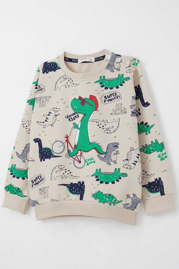 BRE Breeze Baby Boy Tracksuit Dinosaur Printed 9 Months-3 Years, Beige - Tonalá
