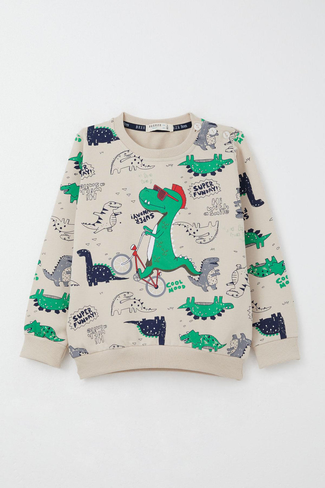 BRE Breeze Baby Boy Tracksuit Dinosaur Printed 9 Months-3 Years, Beige - Tonalá