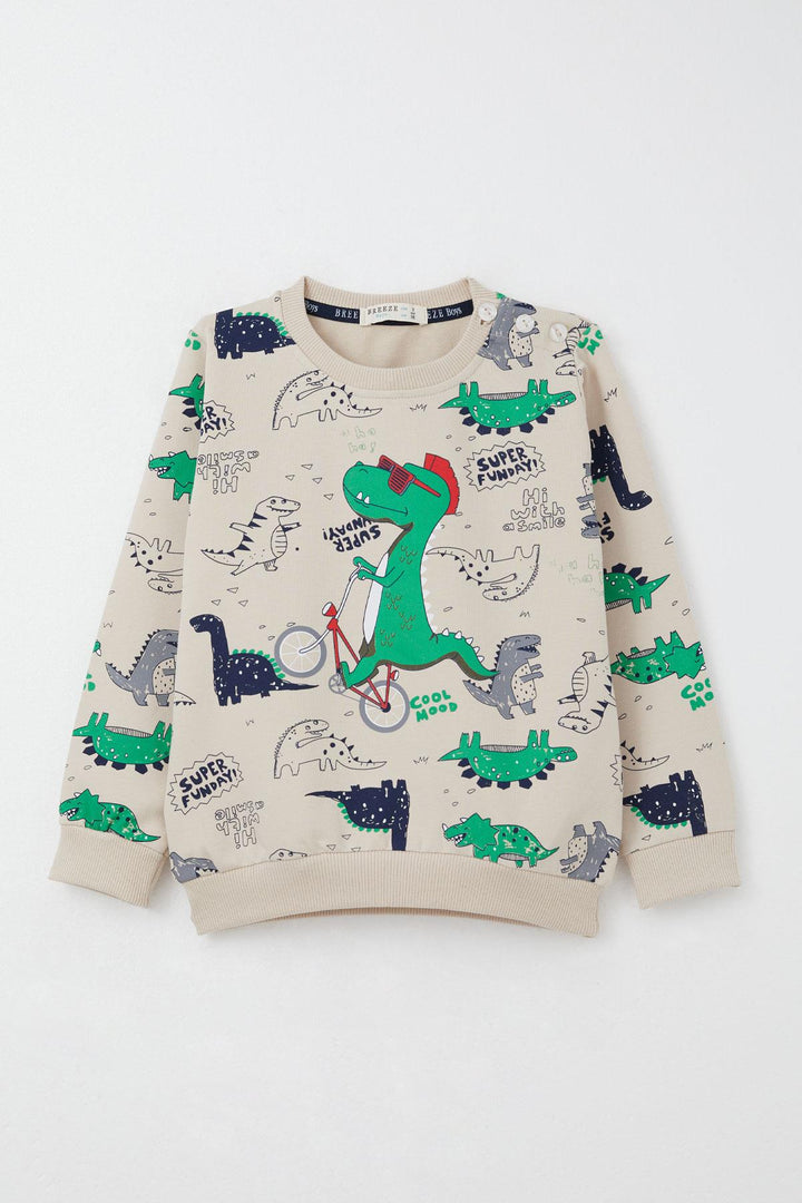 BRE Breeze Baby Boy Tracksuit Dinosaur Printed 9 Months-3 Years, Beige - Tonalá
