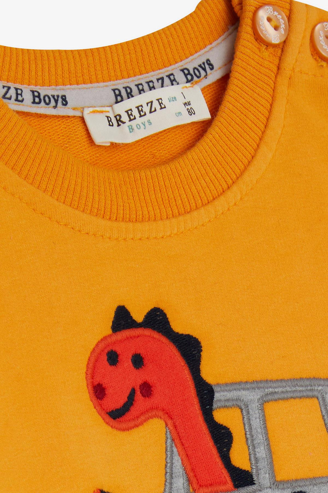 BRE Breeze Boys' Tracksuit with Dinosaur Embroidery, Mustard Yellow, 1-4 Years - Wheaton
