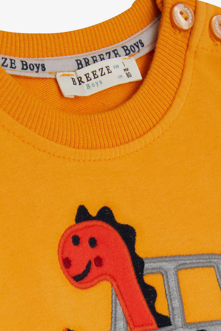 BRE Breeze Boys' Tracksuit with Dinosaur Embroidery, Mustard Yellow, 1-4 Years - Wheaton