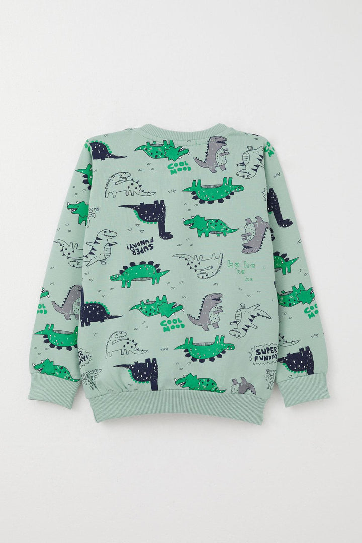 BRE Breeze Baby Boy Tracksuit Dinosaur Printed 9 Months-3 Years, Aqua Green - Mérida