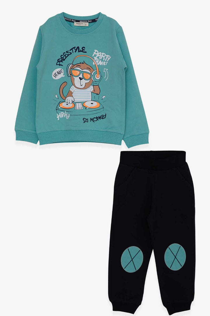 طقم بدلة رياضية للأولاد من BRE Breeze مع طباعة DJ Monkey، لعمر 1.5-5 سنوات، أخضر نعناعي - سفيتلوفودسك