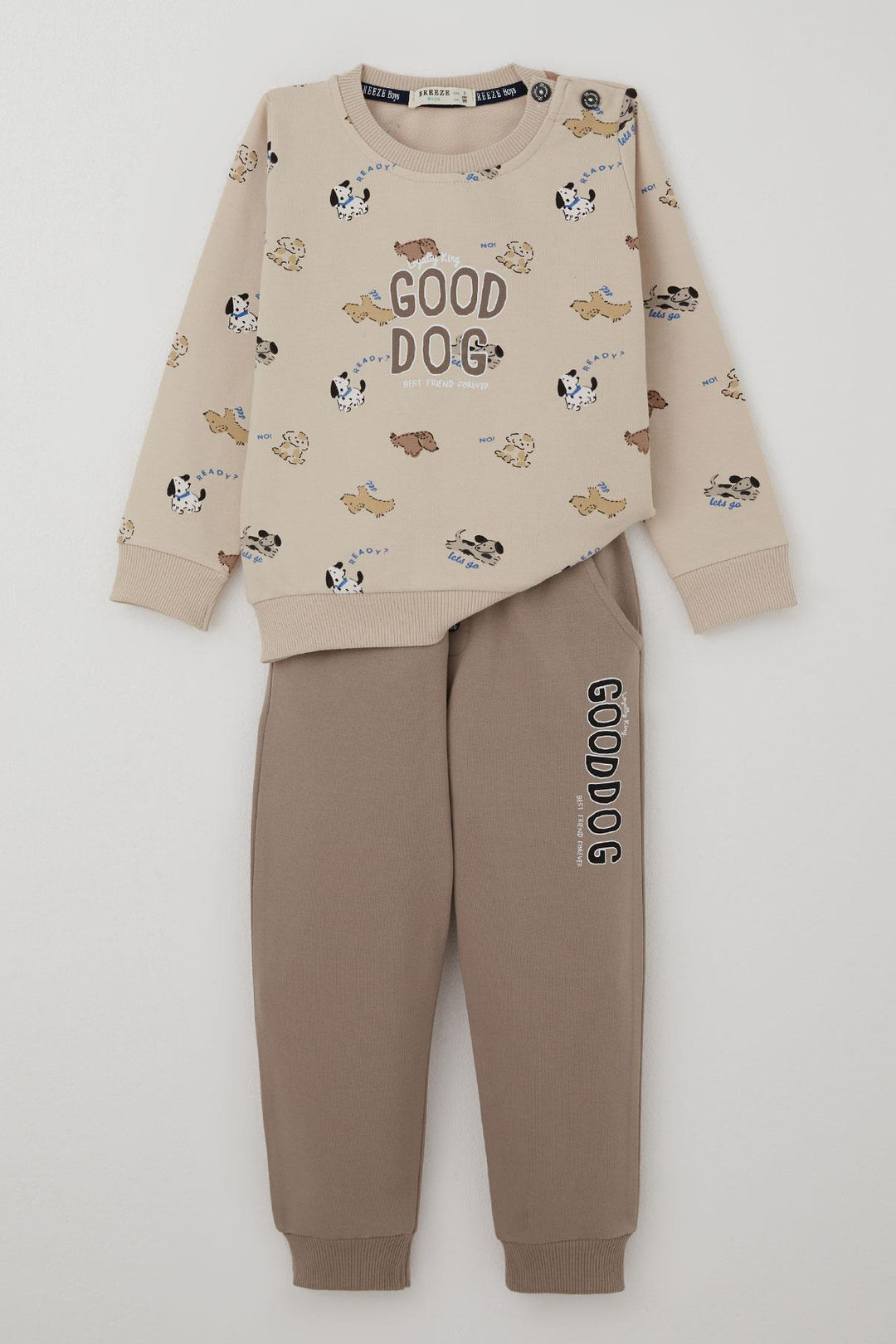 BRE Breeze Baby Boy Tracksuit Cute Puppy Patterned 9 Months-3 Years, Beige - Porta Westfalica