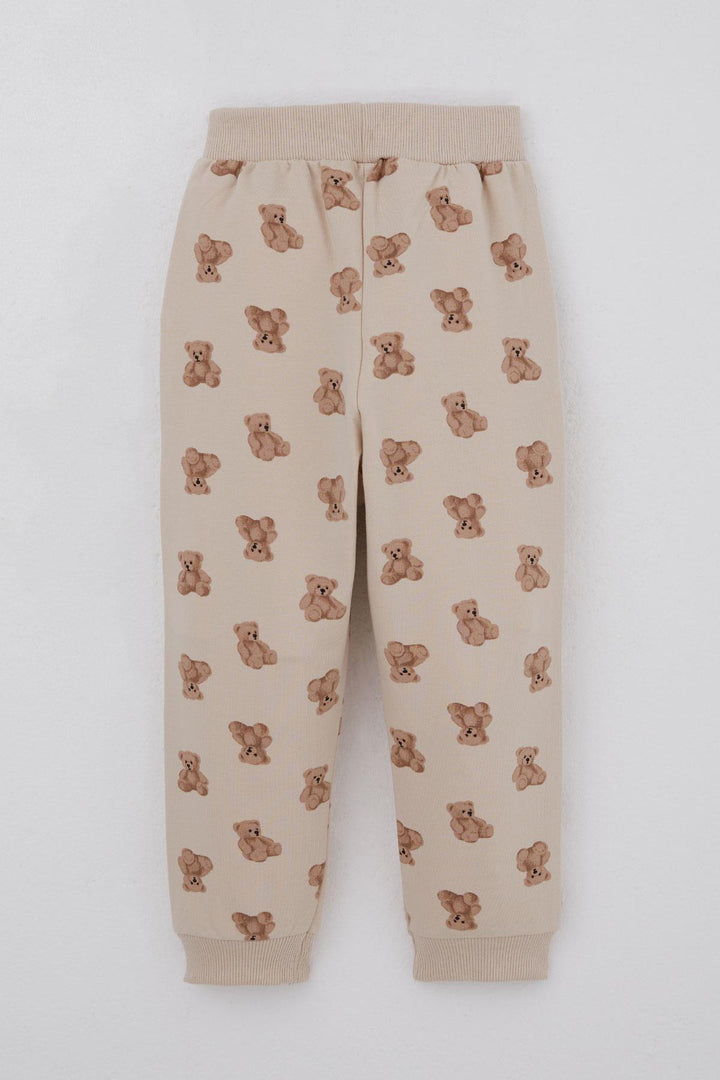 BRE Breeze Baby Boy Tracksuit Cute Bear Patterned Pants Button Accessorized 9 Months-3 Years, Beige - Port Charlotte