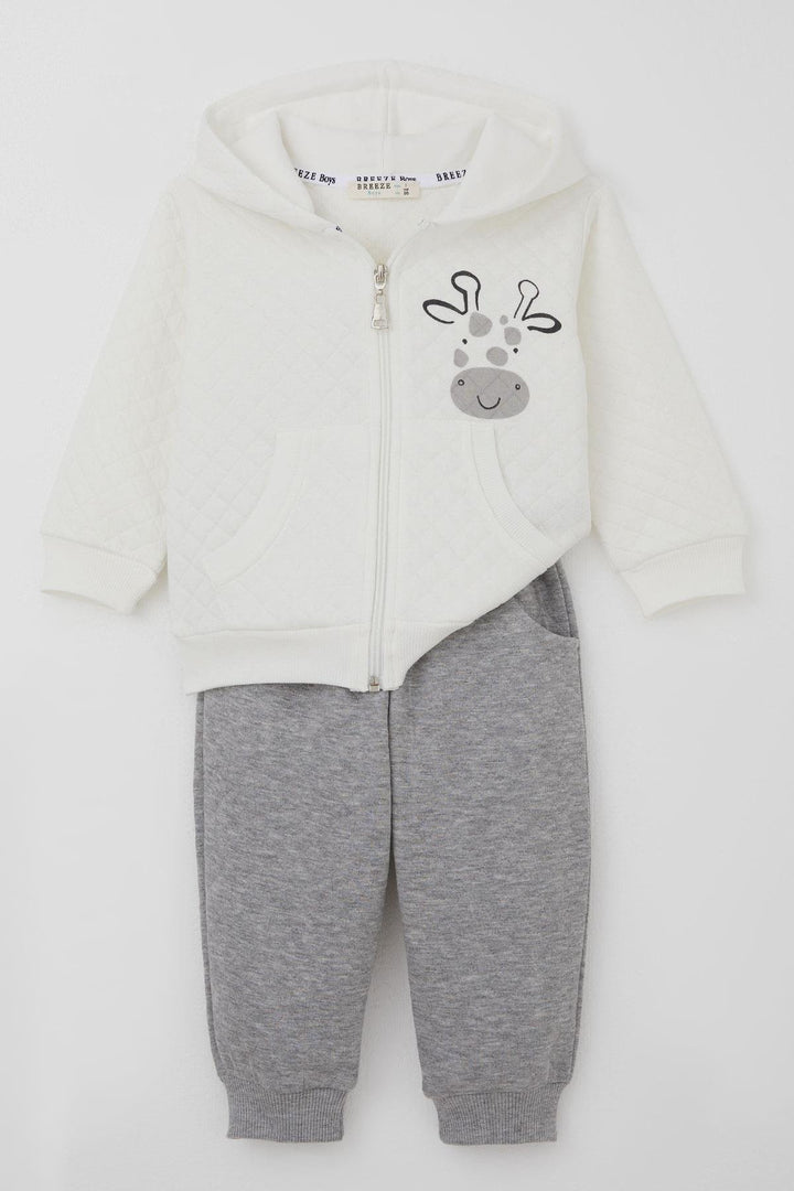 BRE Breeze Erkek Bebek Eşofman Takımı Sevimli Zürafa Baskılı Kapitone Desenli 6 Ay.5 Yaş, Ekru - Christchurch