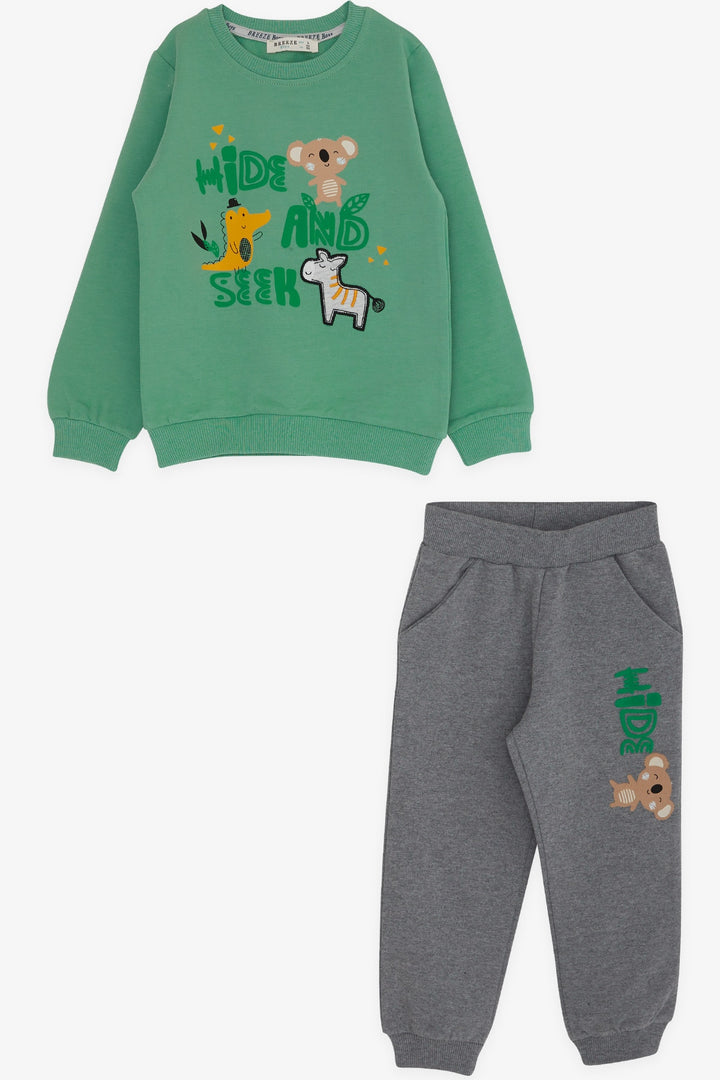 بدلة رياضية BRE Breeze Baby Boy مطبوعة على شكل حيوان لطيف من 9 أشهر إلى 3 سنوات، أخضر نعناعي - Neath