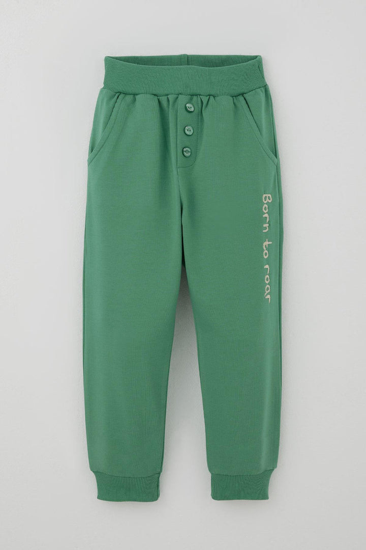 BRE Breeze Erkek Bebek Eşofman Takımı Sevimli Dinozor Nakışlı 9 Ay-3 Yaş, Bej - Oak Park