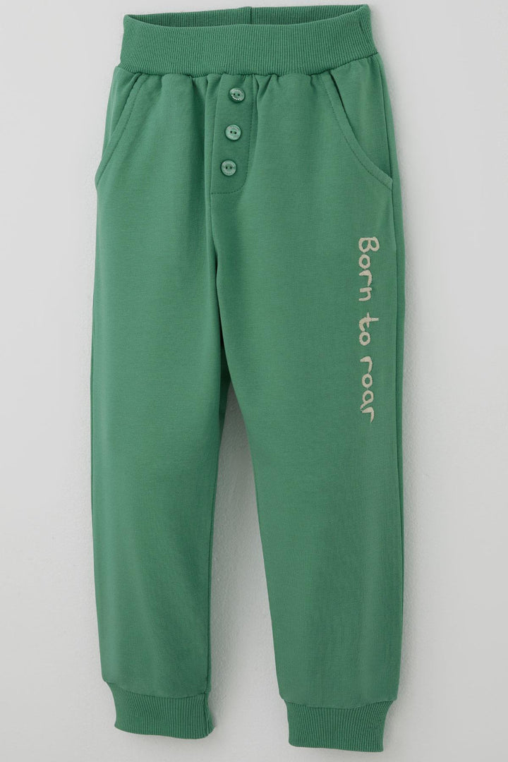 BRE Breeze Erkek Bebek Eşofman Takımı Sevimli Dinozor Nakışlı 9 Ay-3 Yaş, Bej - Oak Park