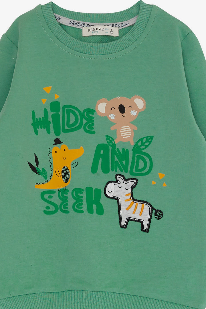 بدلة رياضية BRE Breeze Baby Boy مطبوعة على شكل حيوان لطيف من 9 أشهر إلى 3 سنوات، أخضر نعناعي - Neath