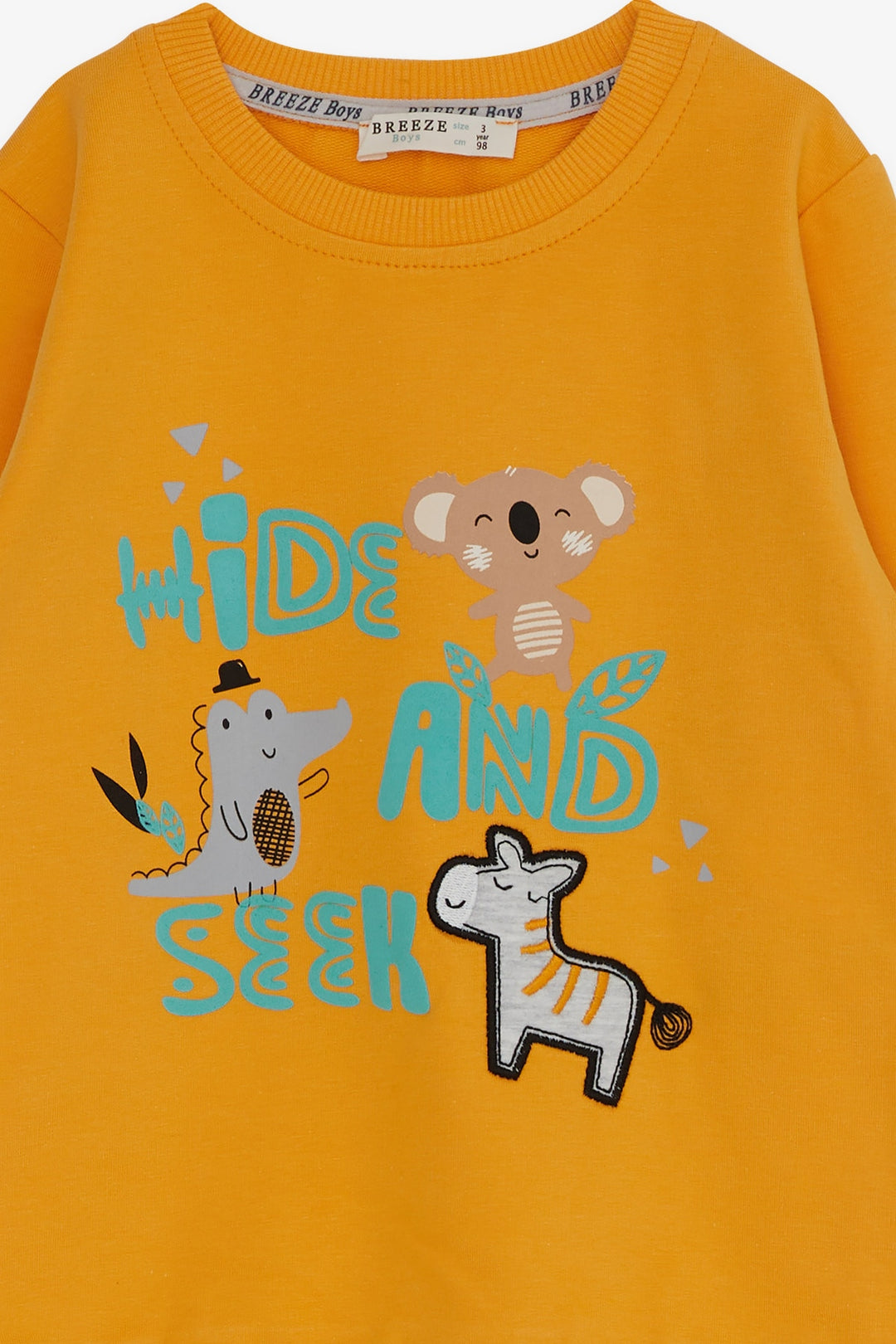 بدلة رياضية BRE Breeze Baby Boy مطبوعة بشكل حيوان لطيف من 9 أشهر إلى 3 سنوات، أصفر خردل - Foligno