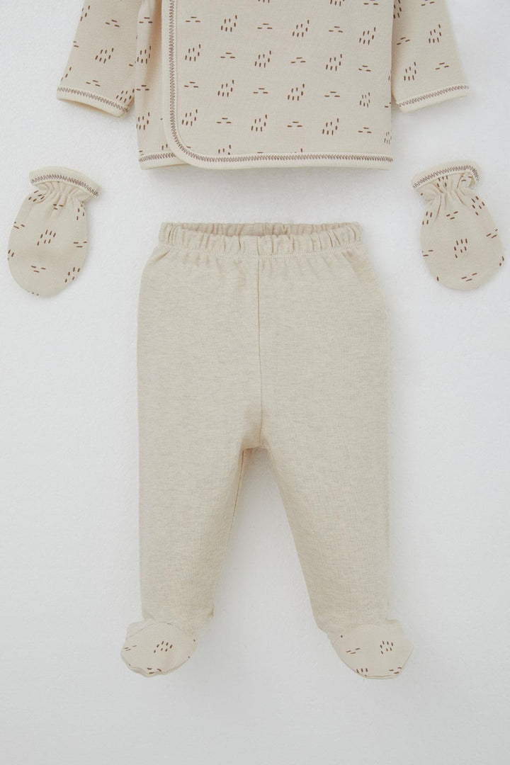 BRE Breeze Baby Boy Hospital Outfit 5-Piece Patterned 0-3 Months, Beige - Laval