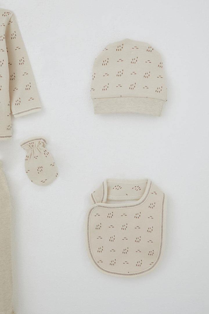 BRE Breeze Baby Boy Hospital Outfit 5-Piece Patterned 0-3 Months, Beige - Laval