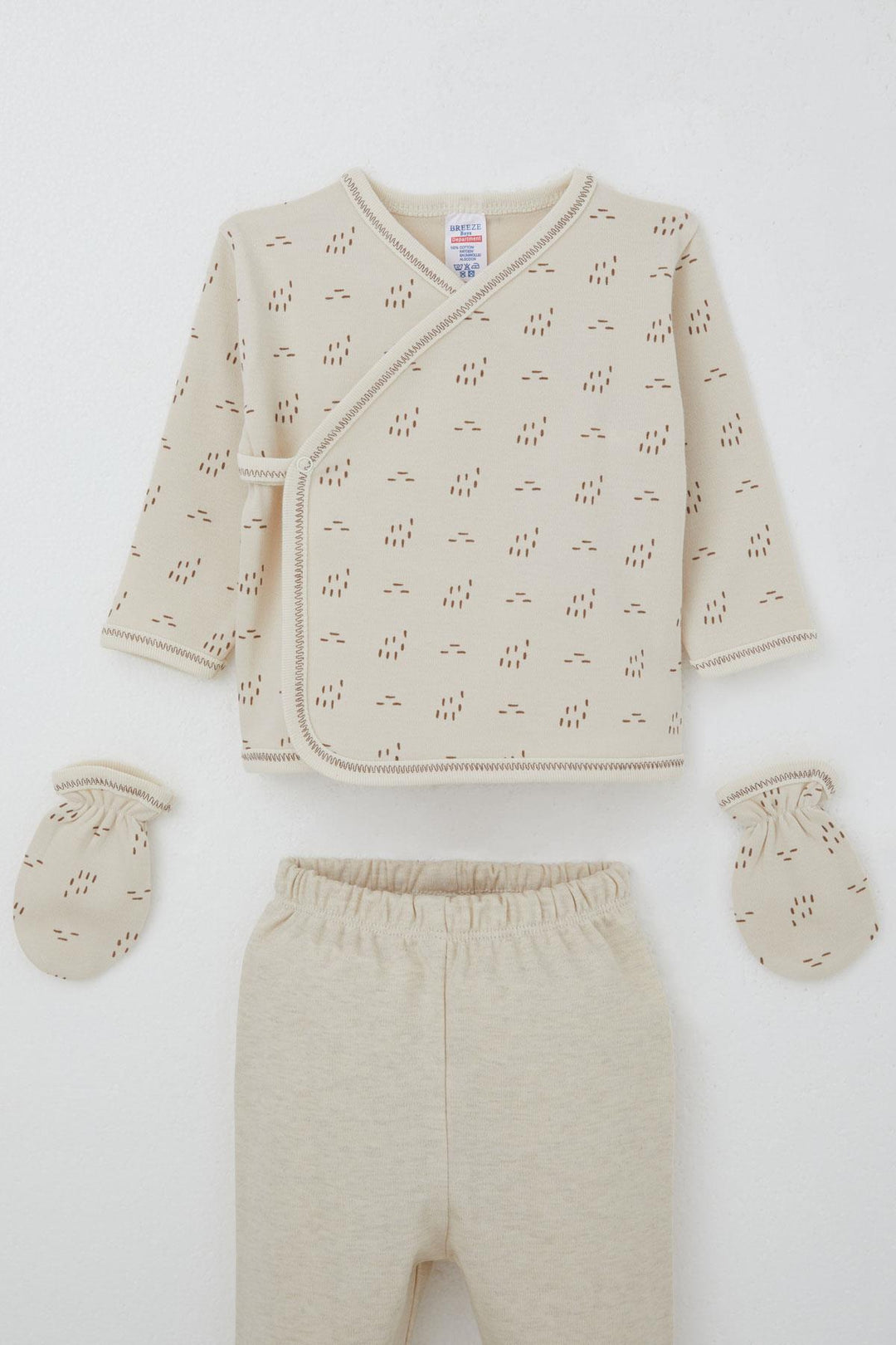 BRE Breeze Baby Boy Hospital Outfit 5-Piece Patterned 0-3 Months, Beige - Laval