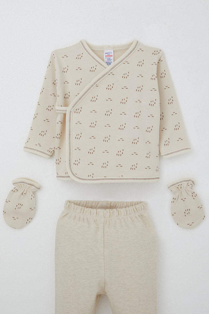 BRE Breeze Baby Boy Hospital Outfit 5-Piece Patterned 0-3 Months, Beige - Laval